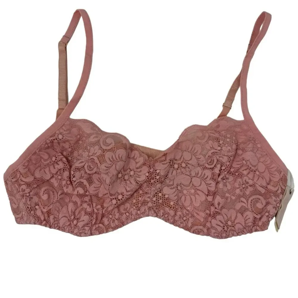 We Are HAH‎ Hook Up Balconette Bra Size DD Band 32-40 Lace Dusty Rose Underwire
